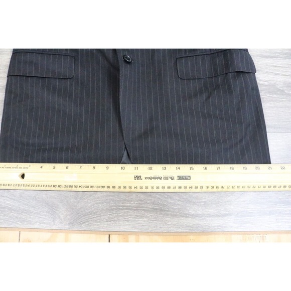 Canali Mens Pinstripe Three Button Suit Black Wool Size 52R X 36 - Picture 4 of 16